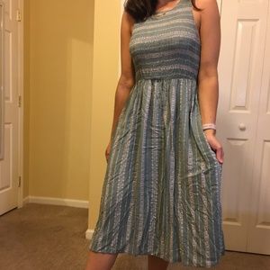 Green and Peach Midi Dress